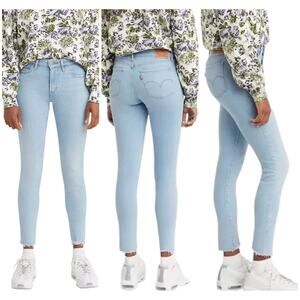 Levi's NWT 711 Skinny Sculpt Hyper Soft Light Blue Jeans Size 26 Raw Hem Stretch